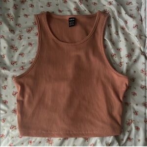 SHEIN Brown Fitted Crop Tank Top